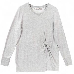 Athleta Shirt Womens Large Heather Gray Side Twist Knot Long Sleeve Modal Blend